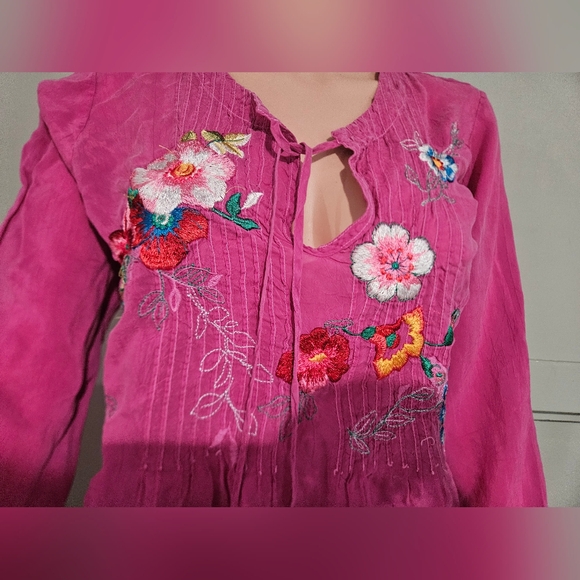 JOHNNY WAS Embroidered cupro rayon Boho Top.Project / Repurpose Piece. - Picture 6 of 16